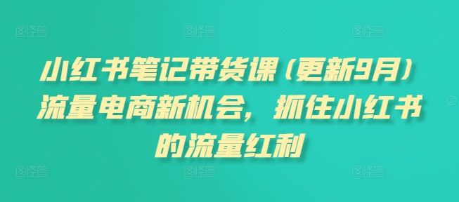 小红书笔记带货课(更新25年3月)流量电商新机会，抓住小红书的流量红利-财源创业网