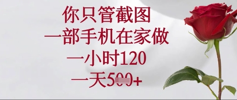 你只管截图，一部手机在家操作，一小时120.一天5张【揭秘】-财源创业网