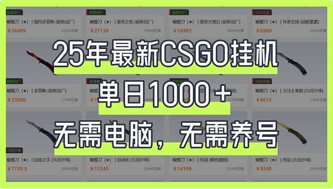25年最新CSGO挂机系统，单日1000+，无需电脑，无需养号，0基础可上手-财源创业网