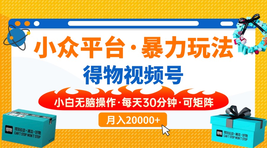 小众平台暴力玩法，一键搬运爆款视频，可矩阵小白无脑操作，每天30分钟…-财源创业网