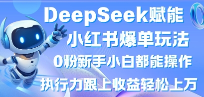 DeepSeek赋能小红书爆单玩法0粉新手小白都能操作，执行力跟上收益轻松上W，懒人勿做-财源创业网