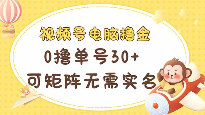 视频号电脑撸金 0撸单号30+ 可矩阵 无需实名多号多得-财源创业网