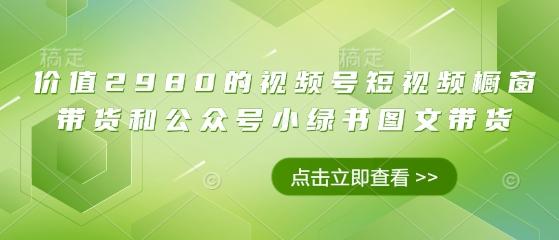 价值2980的视频号短视频橱窗带货和公众号小绿书图文带货-财源创业网