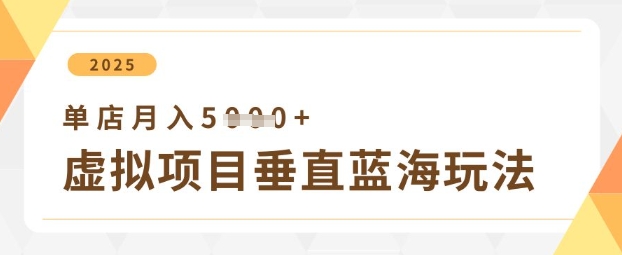 虚拟项目垂直玩法，实现单店月入5k+-财源创业网