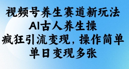 视频号养生赛道新玩法，AI古人养生操，疯狂引流变现，操作简单，单日变现多张-财源创业网