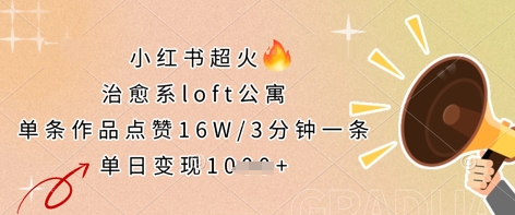 小红书超火的治愈系loft公寓，单条作品点赞16W，3分钟一条，单日变现数张-财源创业网