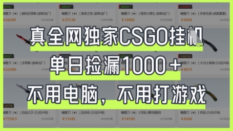 真全网独家CSGO挂G，单日捡漏1k+【揭秘】-财源创业网