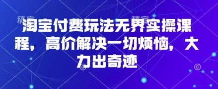 淘宝付费玩法无界实操课程，高价解决一切烦恼，大力出奇迹-财源创业网