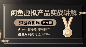精品！闲鱼虚拟产品实战讲解，新手一部手机即可操作，副业月利润可达5k+-财源创业网