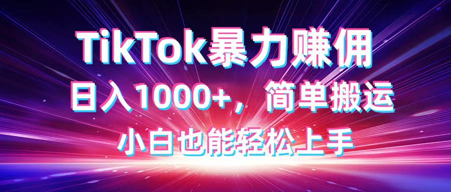 TikTok搬运暴力赚佣，日入1000+，简单搬运，小白也能轻松上手-财源创业网