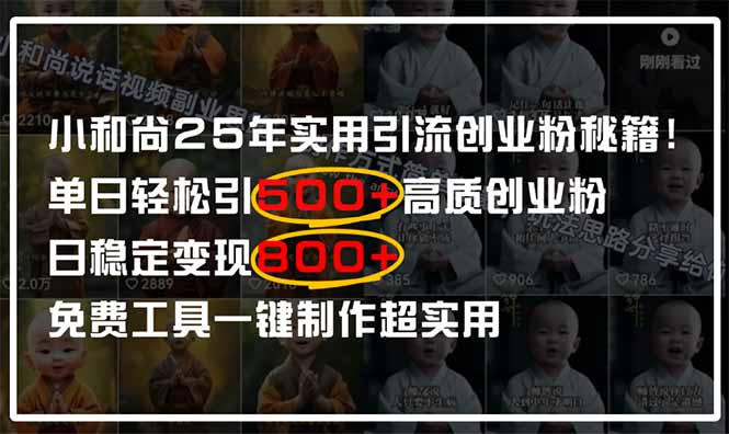 小和尚2025年实用引流秘籍！单日轻松引500+高质量创业粉，日变现800+，…-财源创业网