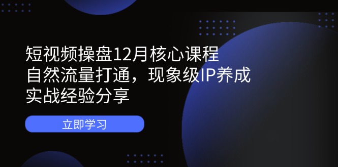 短视频操盘12月核心课程：自然流量打通，现象级IP养成，实战经验分享-财源创业网