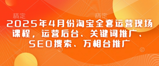 2025年4月份淘宝全套运营现场课程，运营后台、关键词推广、SEO搜索、万相台推广-财源创业网