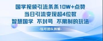 国学视频引流条条10W+点赞当日引流变现超4位数-财源创业网