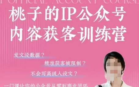 桃子IP公众号内容获客训练营(第3期)，一门让你公众号从0到商业闭环的课程-财源创业网