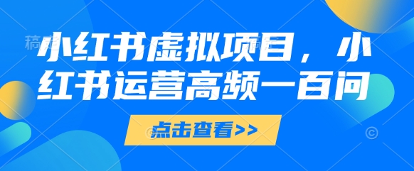 小红书虚拟项目，小红书运营高频一百问【文档】-财源创业网