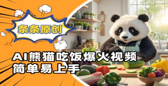 Ai熊猫吃饭爆火视频，条条原创，简单易上手-财源创业网