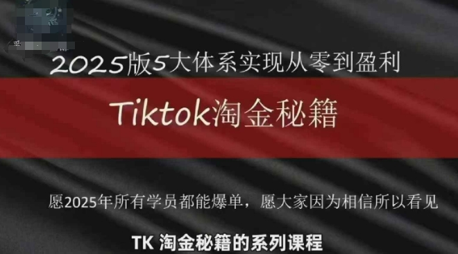 TikTok跨境2025淘金秘籍，​2025TikTok从0到盈利变现-财源创业网