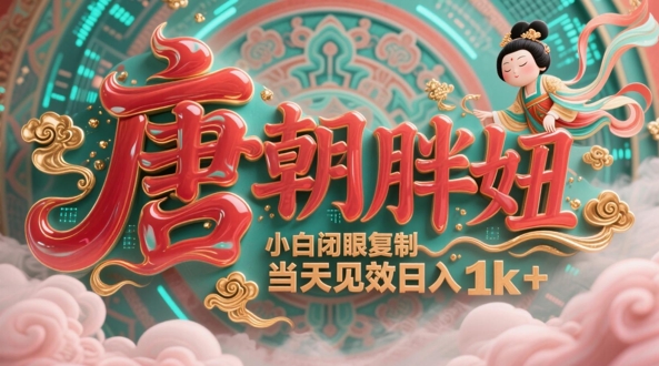 用AI克隆“唐朝胖妞”日更3条，平台疯狂推流，小白闭眼复制，当天见效，日入1k+-财源创业网