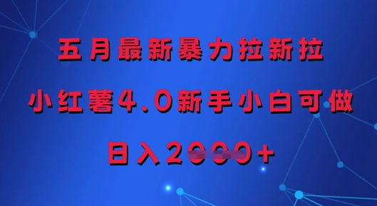 五月最新暴力拉新拉，小红薯4.0新手小白可做，日入多张-财源创业网