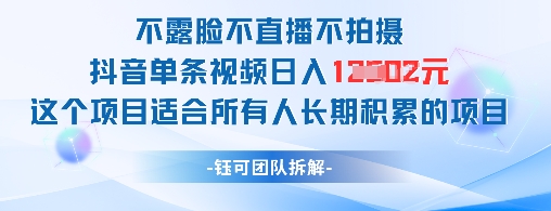 不露脸不直播不拍摄抖音单条视频日入1k+这个项目适合所有人长期积累的项目-财源创业网