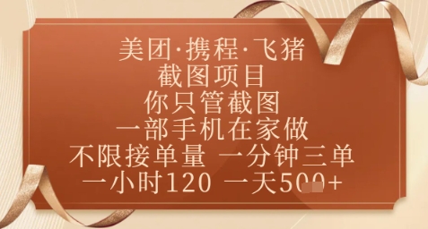 飞猪美团截图项目，你只管截图，一部手机在家做，正规平台无套路，一天5张+【揭秘】-财源创业网
