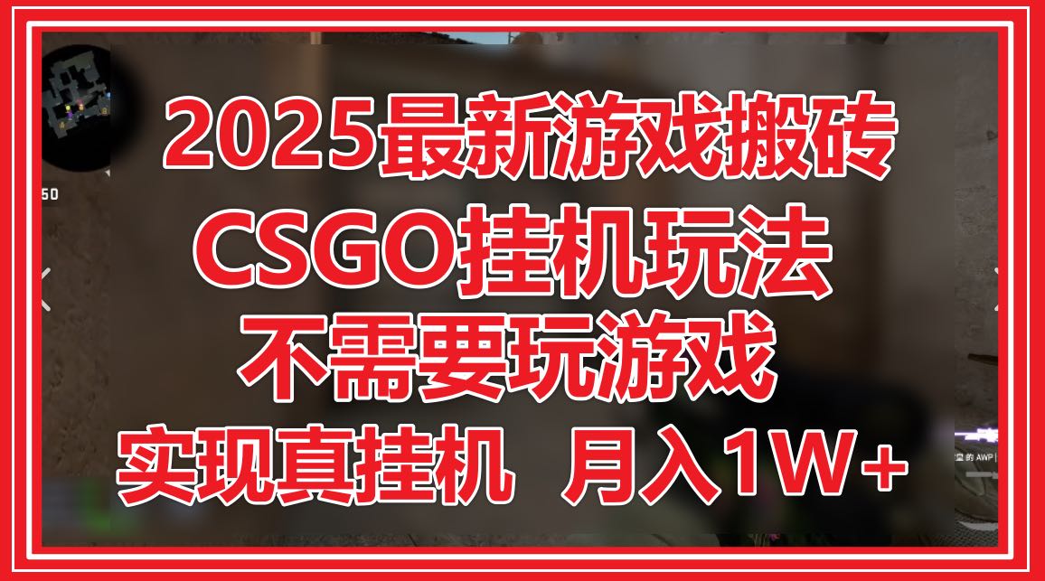 2025最新游戏搬砖，CSGO挂机，不需要玩游戏，实现真挂机，月入1W+-财源创业网