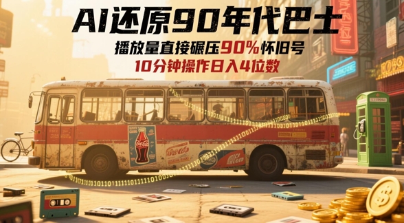 AI还原90年代巴士，一帧就让70后泪崩，播放量直接碾压90%怀旧号，每天操作十分钟，日入四位数-财源创业网