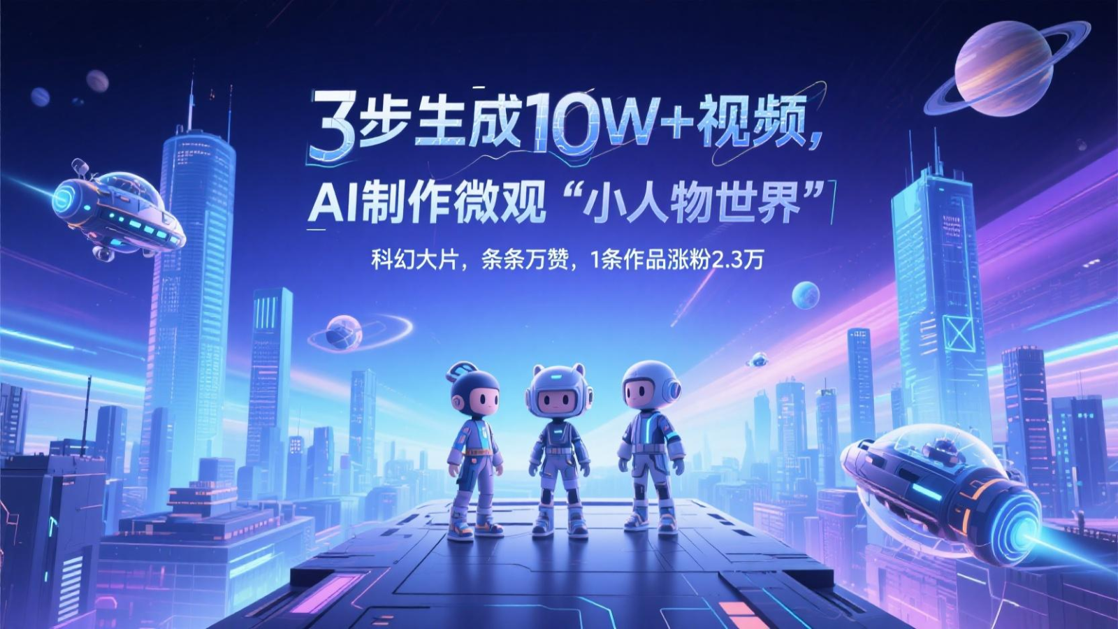三步生成10W+视频，AI制作微观“小人物世界”科幻大片，条条万赞，1条作品涨粉2.3万-财源创业网
