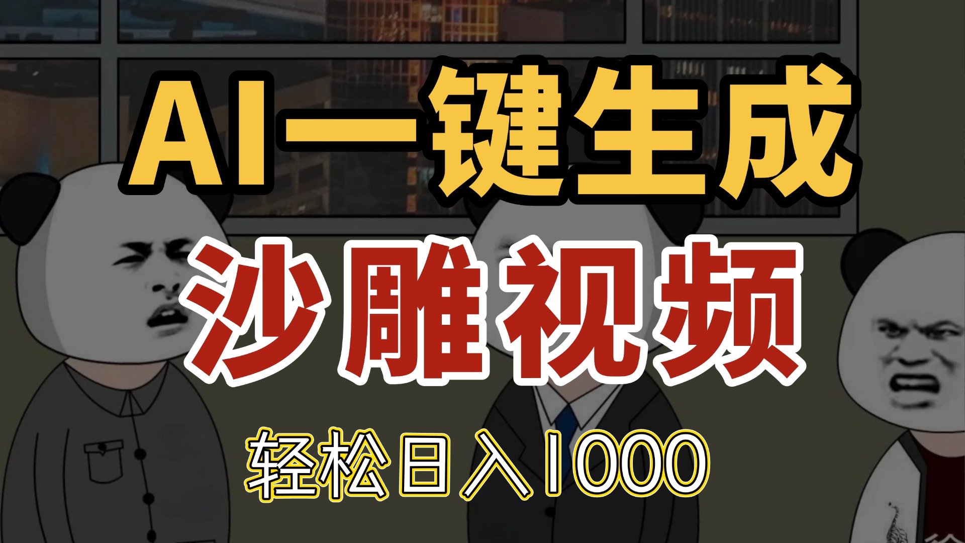 AI一键生成沙雕视频，一条视频千万播放，轻松日入1000-财源创业网