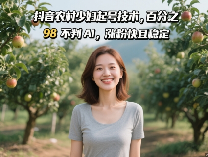抖音农村少妇起号技术，百分之98不判AI，涨粉快且稳定-财源创业网