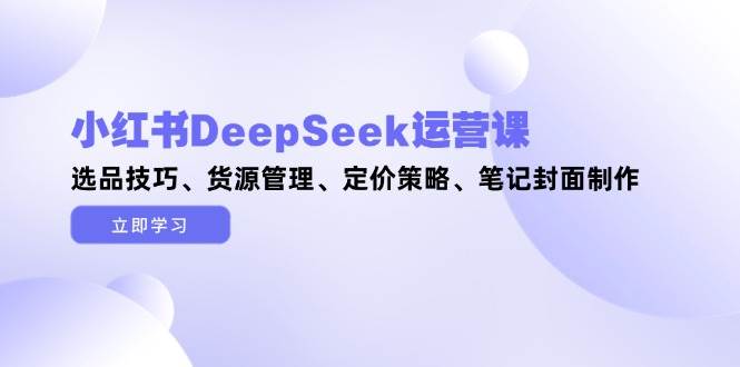 小红书DeepSeek运营课，选品技巧、货源管理、定价策略、笔记封面制作-财源创业网