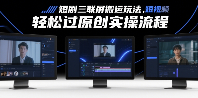 短剧三联屏搬运玩法，短剧搬运轻松过原创实操流程-财源创业网