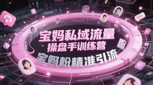 宝妈私域流量操盘手训练营，宝妈粉精准引流-财源创业网