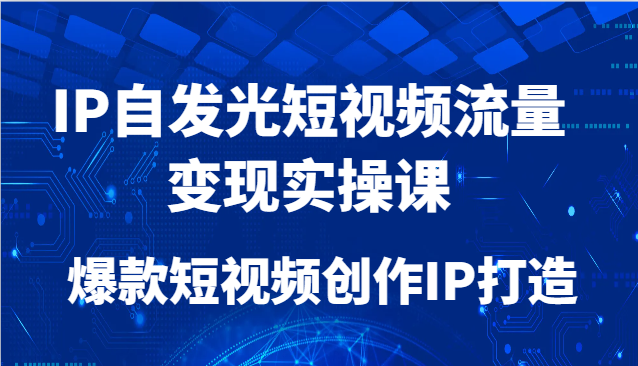IP自发光短视频流量变现实操课，爆款短视频创作IP打造-财源创业网