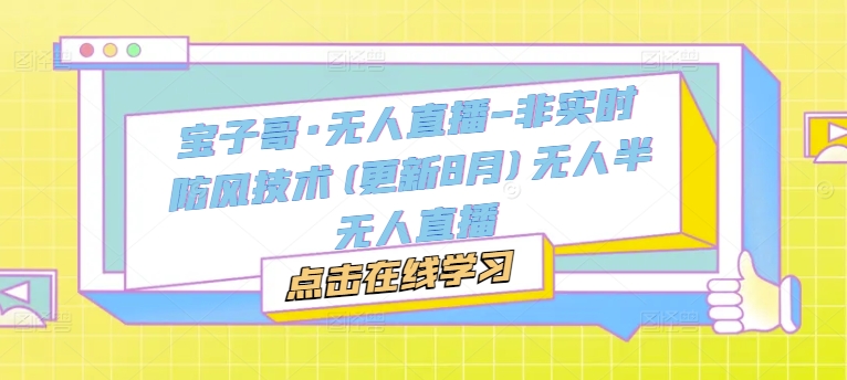 宝子哥·无人直播-非实时防风技术(更新25年5月)无人半无人直播-财源创业网