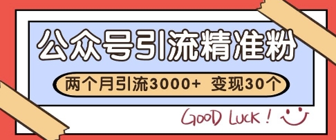 公众号精准粉引流玩法，2个月3000+精准粉，变现30个W【揭秘】-财源创业网