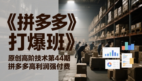《拼多多打爆班》原创高阶技术第44期，拼多多高利润强付费-财源创业网