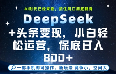 DeepSeek+头条变现，保姆级教学，小白轻松上手，日入8张+【揭秘】-财源创业网