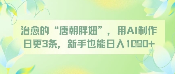 治愈的“唐朝胖妞”，用AI制作日更3条，新手也能日入多张-财源创业网