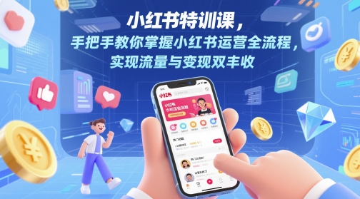 小红书特训课，手把手教你掌握小红书运营全流程，实现流量与变现双丰收-财源创业网